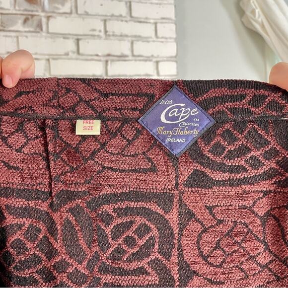 Vintage Mary Flaherty Ireland Wool Wrap Tapestry Fringe Purple Green Maxi Skirt - Picture 8 of 10